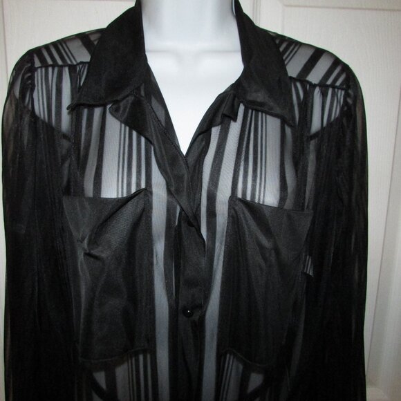 Black Sheer Nightshirt and Panty Set - Picture 5 of 11